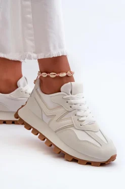 Hot Boto Sneakersy Buty Sportowe Damskie Białe Kalelia Biały