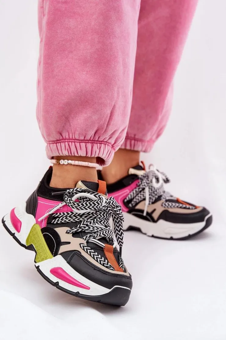 Best Boto Sneakersy Buty Sportowe Damskie Z Podwójnym Sznurowaniem Czarne Efobell