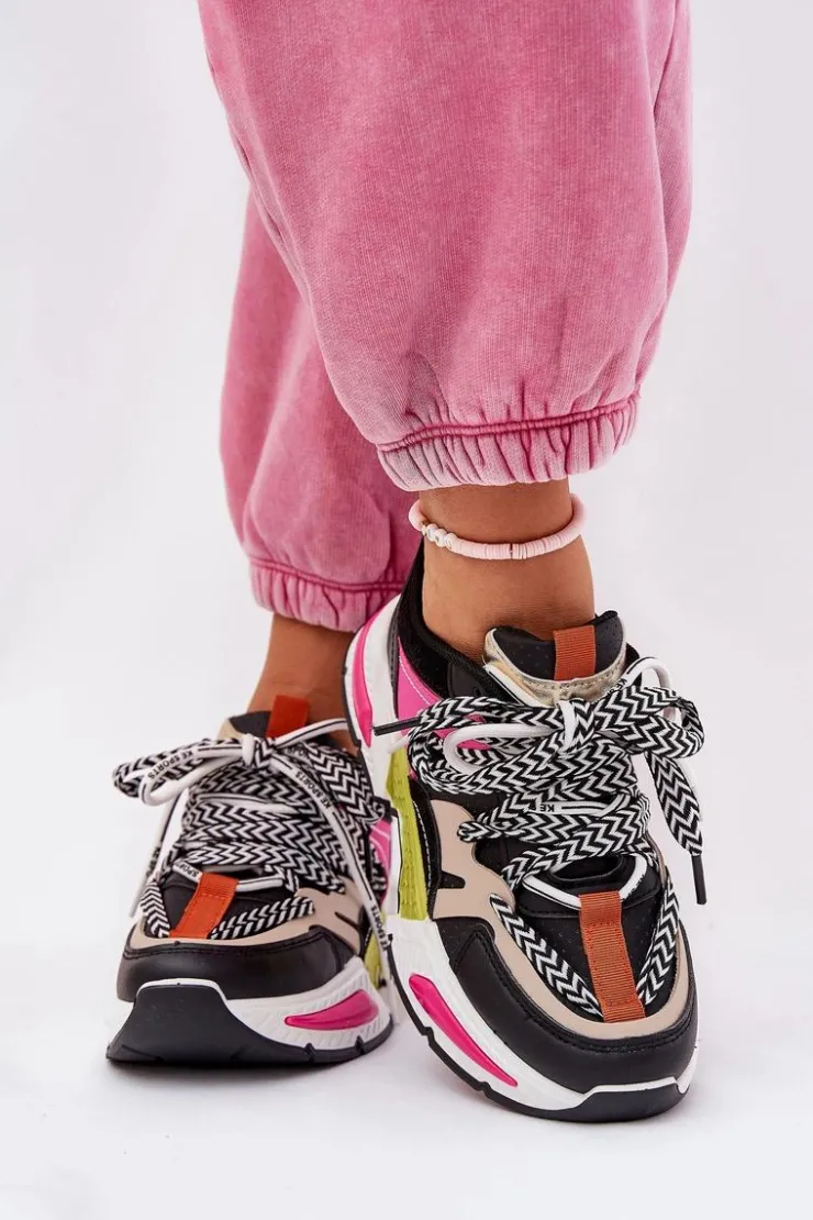 Best Boto Sneakersy Buty Sportowe Damskie Z Podwójnym Sznurowaniem Czarne Efobell