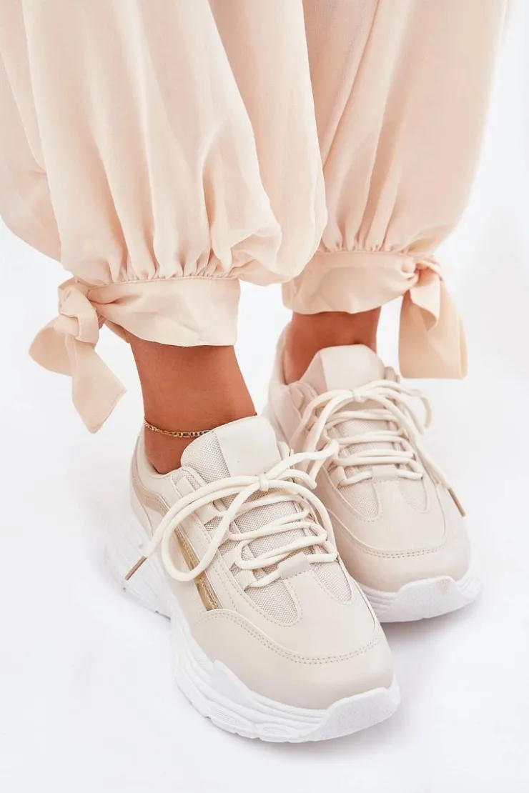 Boto Buty Sportowe Na Platformie|Sneakersy Damskie*Sneakersy Buty Sportowe Damskie Na Grubej Podeszwie Beżowe Lerila Beżowy