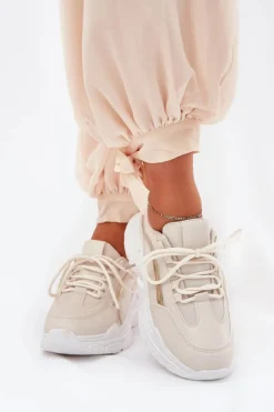 Boto Buty Sportowe Na Platformie|Sneakersy Damskie*Sneakersy Buty Sportowe Damskie Na Grubej Podeszwie Beżowe Lerila Beżowy
