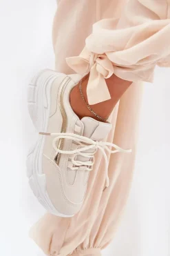 Boto Buty Sportowe Na Platformie|Sneakersy Damskie*Sneakersy Buty Sportowe Damskie Na Grubej Podeszwie Beżowe Lerila Beżowy