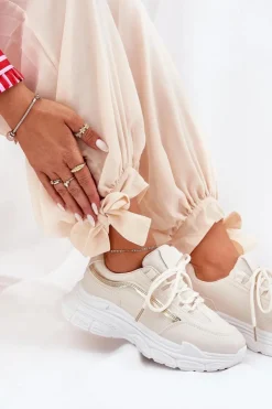 Boto Buty Sportowe Na Platformie|Sneakersy Damskie*Sneakersy Buty Sportowe Damskie Na Grubej Podeszwie Beżowe Lerila Beżowy