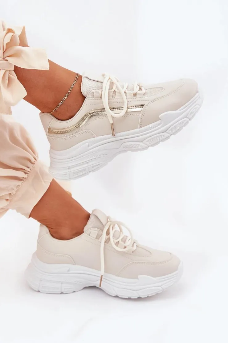 Boto Buty Sportowe Na Platformie|Sneakersy Damskie*Sneakersy Buty Sportowe Damskie Na Grubej Podeszwie Beżowe Lerila Beżowy