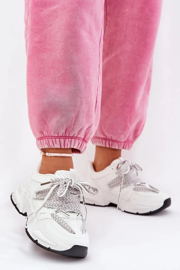 Online Boto Sneakersy Buty Sportowe Damskie Z Podwójnym Sznurowaniem Białe Efobell Biały