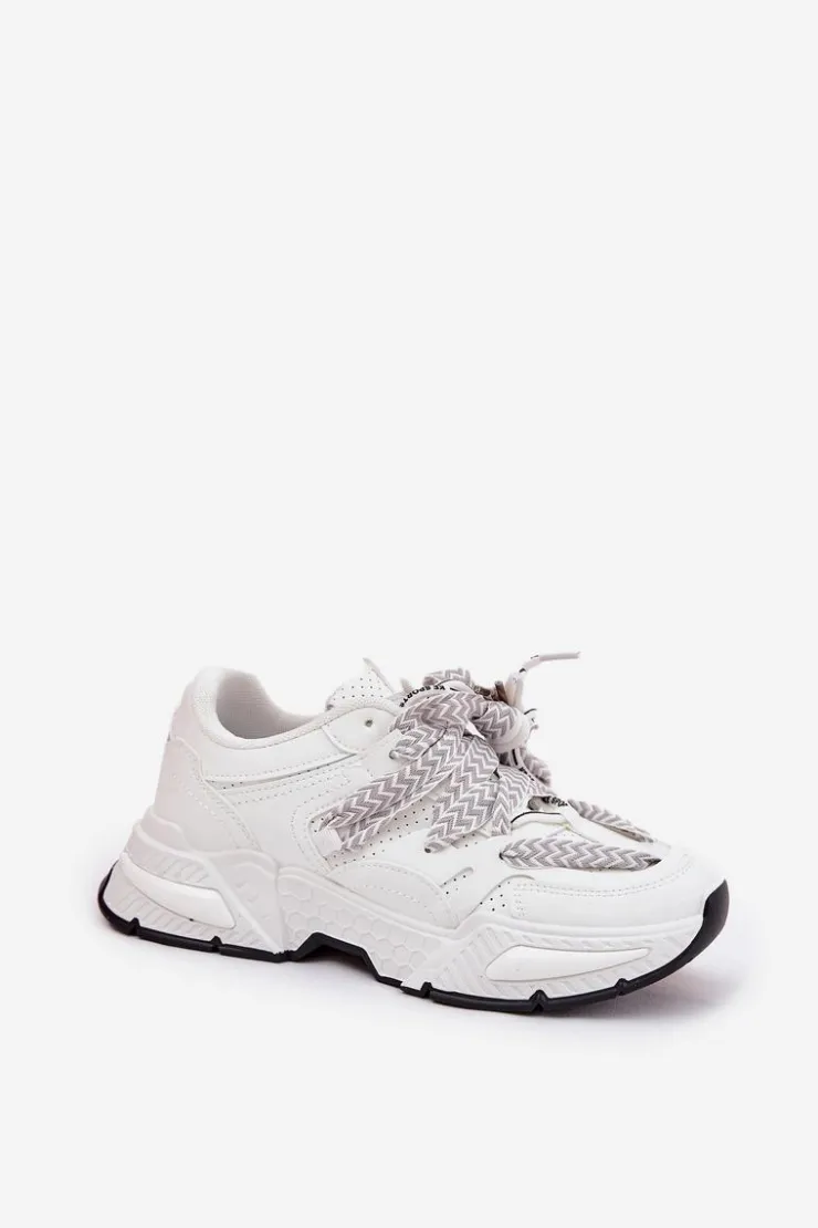 Online Boto Sneakersy Buty Sportowe Damskie Z Podwójnym Sznurowaniem Białe Efobell Biały