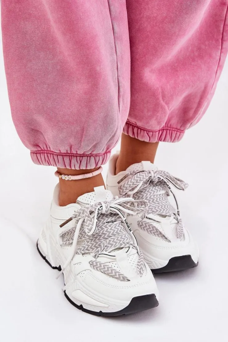 Online Boto Sneakersy Buty Sportowe Damskie Z Podwójnym Sznurowaniem Białe Efobell Biały