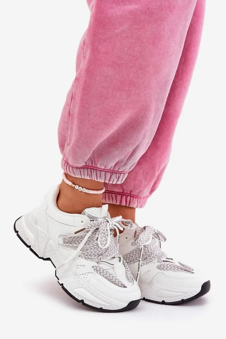 Online Boto Sneakersy Buty Sportowe Damskie Z Podwójnym Sznurowaniem Białe Efobell Biały
