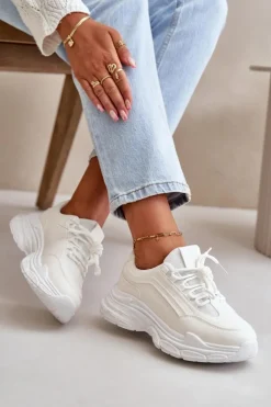 Damskie Boto Sneakersy Buty Sportowe Damskie Na Grubej Podeszwie Białe Lerila