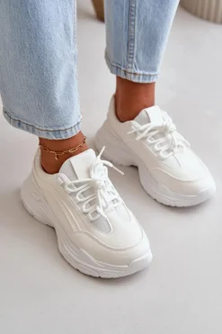 Damskie Boto Sneakersy Buty Sportowe Damskie Na Grubej Podeszwie Białe Lerila