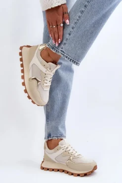 Outlet Boto Sneakersy Buty Sportowe Damskie Beżowe Ralita