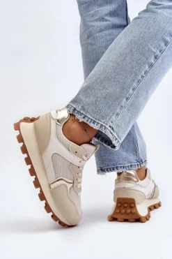 Outlet Boto Sneakersy Buty Sportowe Damskie Beżowe Ralita