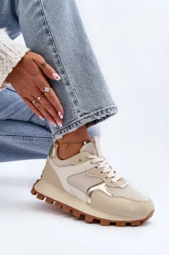 Outlet Boto Sneakersy Buty Sportowe Damskie Beżowe Ralita