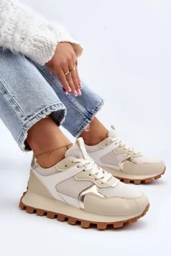 Outlet Boto Sneakersy Buty Sportowe Damskie Beżowe Ralita