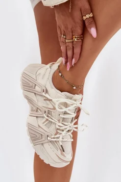 Outlet Boto Sneakersy Buty Sportowe Damskie Beżowe Tonelli