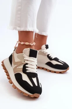 Boto Sneakersy Damskie*Sneakersy Buty Sportowe Damskie Czarne Kalelia Czarny