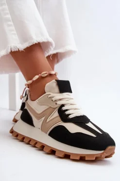 Boto Sneakersy Damskie*Sneakersy Buty Sportowe Damskie Czarne Kalelia Czarny