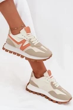 Discount Boto Sneakersy Buty Sportowe Damskie Beżowe Kalelia