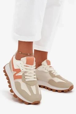 Discount Boto Sneakersy Buty Sportowe Damskie Beżowe Kalelia