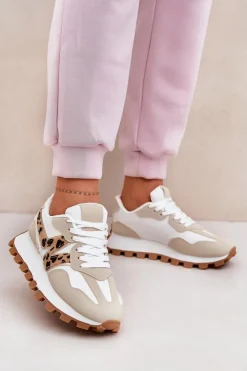 Damskie Boto Sneakersy Buty Sportowe Damskie Panterka Beżowe Kalelia