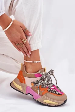 Damskie Boto Sneakersy Buty Sportowe Damskie Z Podwójnym Sznurowaniem Khaki Efobell