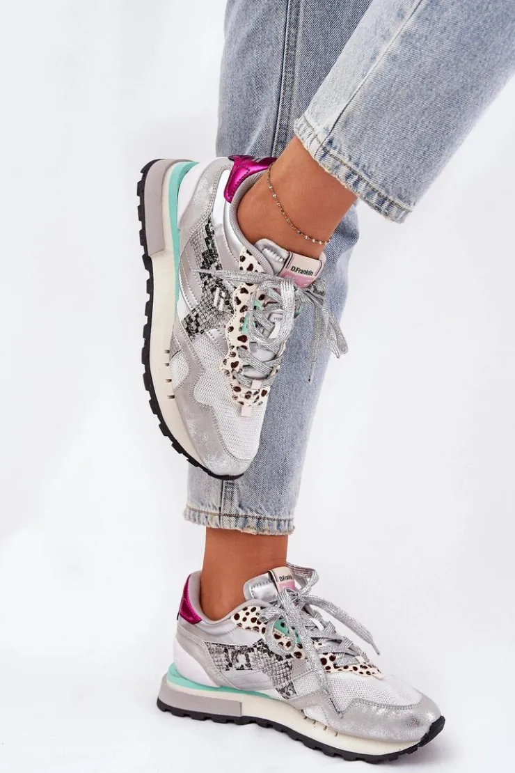 D.Franklin Sneakersy Damskie*Sneakersy Buty Sportowe Damskie DFSH378006 Srebrne Srebrny