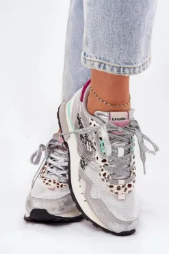 D.Franklin Sneakersy Damskie*Sneakersy Buty Sportowe Damskie DFSH378006 Srebrne Srebrny