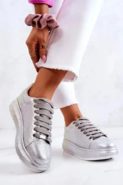 GOE Sneakersy Damskie*Sneakersy Buty Sportowe Dżety JJ2N4048 Srebrne