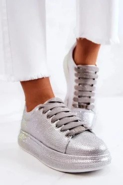 GOE Sneakersy Damskie*Sneakersy Buty Sportowe Dżety JJ2N4048 Srebrne
