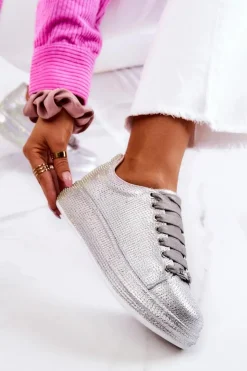 GOE Sneakersy Damskie*Sneakersy Buty Sportowe Dżety JJ2N4048 Srebrne