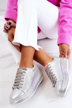 GOE Sneakersy Damskie*Sneakersy Buty Sportowe Dżety JJ2N4048 Srebrne