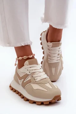 Damskie Boto Sneakersy Buty Sportowe Damskie Beżowe Kalelia