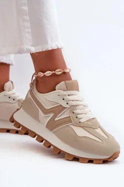 Damskie Boto Sneakersy Buty Sportowe Damskie Beżowe Kalelia