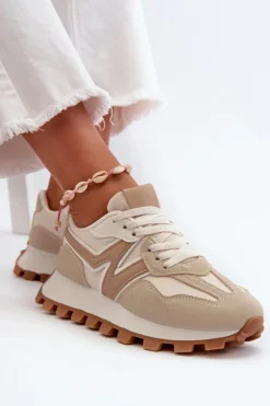 Damskie Boto Sneakersy Buty Sportowe Damskie Beżowe Kalelia