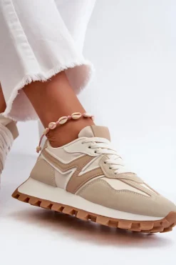 Damskie Boto Sneakersy Buty Sportowe Damskie Beżowe Kalelia