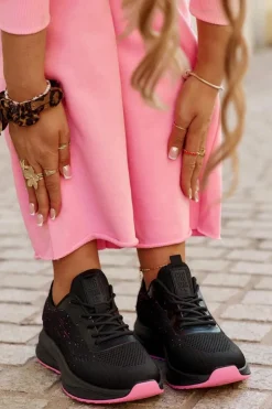 Big Star Shoes Buty Sportowe Big Star|Sneakersy Damskie*Sneakersy Buty Sportowe Damskie Na Platformie Big Star RR274523 HI-POLY SYSTEM Czarne