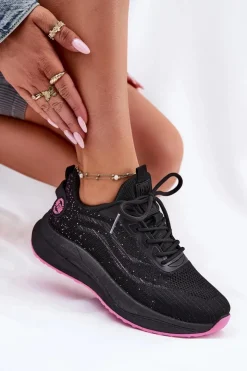 Big Star Shoes Buty Sportowe Big Star|Sneakersy Damskie*Sneakersy Buty Sportowe Damskie Na Platformie Big Star RR274523 HI-POLY SYSTEM Czarne