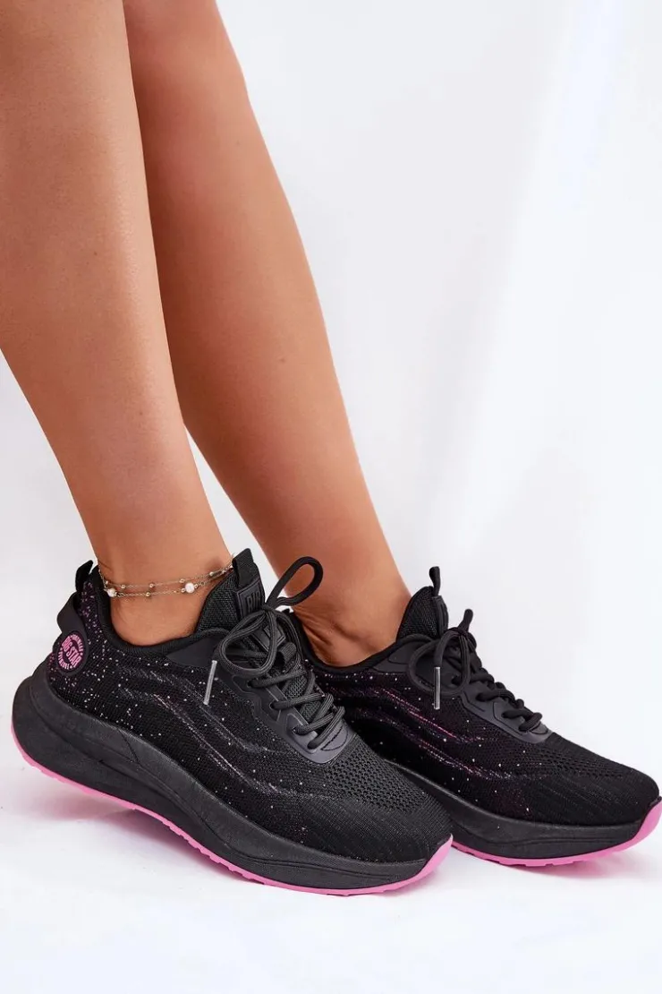 Big Star Shoes Buty Sportowe Big Star|Sneakersy Damskie*Sneakersy Buty Sportowe Damskie Na Platformie Big Star RR274523 HI-POLY SYSTEM Czarne