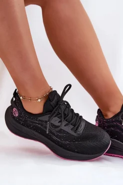 Big Star Shoes Buty Sportowe Big Star|Sneakersy Damskie*Sneakersy Buty Sportowe Damskie Na Platformie Big Star RR274523 HI-POLY SYSTEM Czarne