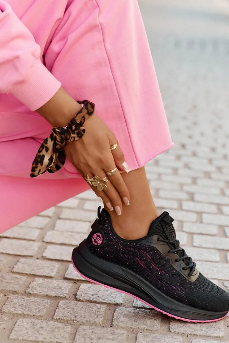 Big Star Shoes Buty Sportowe Big Star|Sneakersy Damskie*Sneakersy Buty Sportowe Damskie Na Platformie Big Star RR274523 HI-POLY SYSTEM Czarne