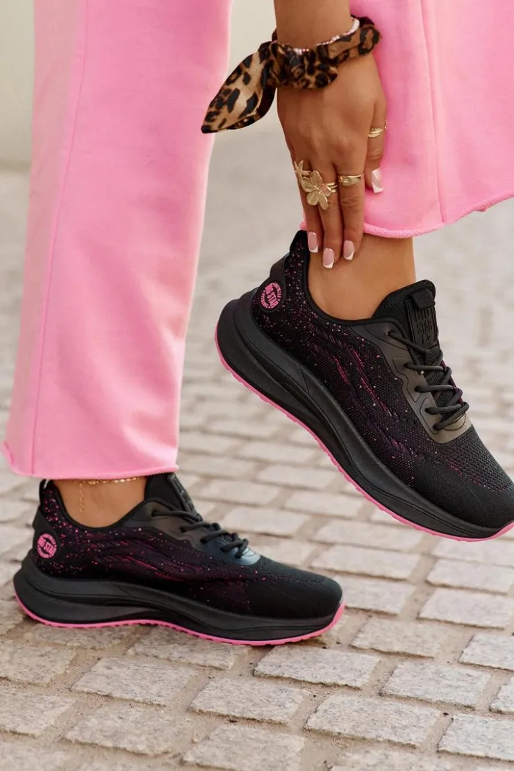 Big Star Shoes Buty Sportowe Big Star|Sneakersy Damskie*Sneakersy Buty Sportowe Damskie Na Platformie Big Star RR274523 HI-POLY SYSTEM Czarne