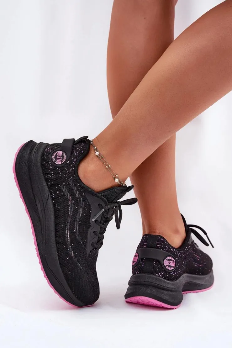 Big Star Shoes Buty Sportowe Big Star|Sneakersy Damskie*Sneakersy Buty Sportowe Damskie Na Platformie Big Star RR274523 HI-POLY SYSTEM Czarne