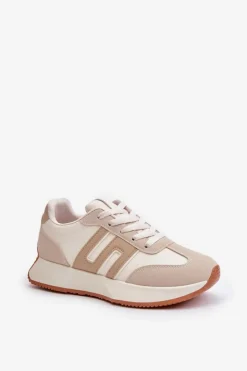 Hot Boto Sneakersy Buty Sportowe Na Platformie Damskie Beżowe Thari