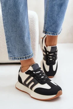 Sale Boto Sneakersy Buty Sportowe Na Platformie Damskie Czarne Thari