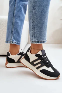 Sale Boto Sneakersy Buty Sportowe Na Platformie Damskie Czarne Thari