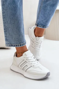 Boto Buty Sportowe Na Platformie|Sneakersy Damskie*Sneakersy Buty Sportowe Na Platformie Damskie Biało-Szare Thari