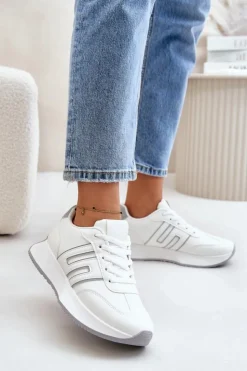 Boto Buty Sportowe Na Platformie|Sneakersy Damskie*Sneakersy Buty Sportowe Na Platformie Damskie Biało-Szare Thari