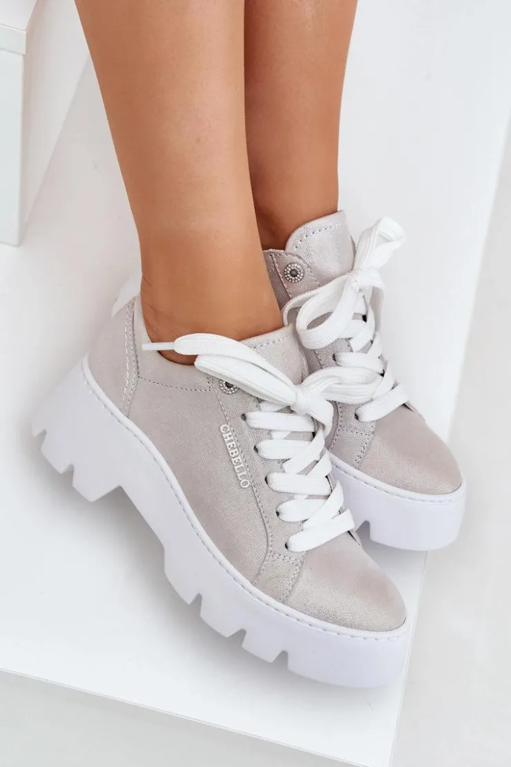 CheBello Buty Sportowe Na Platformie*Sneakersy Buty Sportowe Na Platformie 4632 Srebrne Srebrny