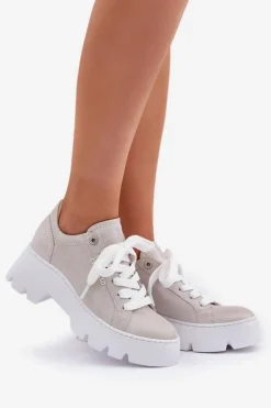 CheBello Buty Sportowe Na Platformie*Sneakersy Buty Sportowe Na Platformie 4632 Srebrne Srebrny