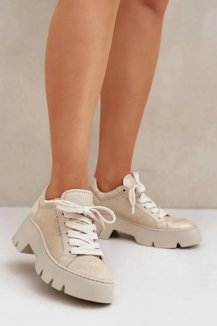CheBello Buty Sportowe Na Platformie*Sneakersy Buty Sportowe Na Platformie 4632 Złote Złoty